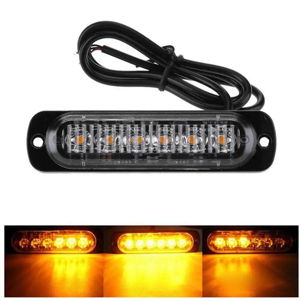 Motorcycle pickup truck strobe lights 12-24v universal ultra-thin strobe lights 6LED