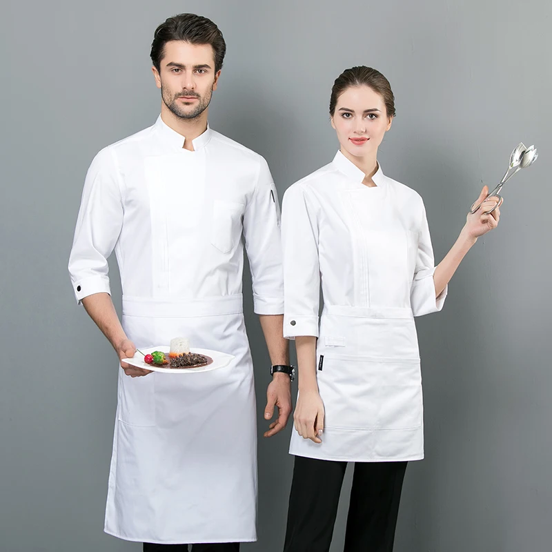 Рубашка шеф-повара с длинным рукавом белая черная для ресторана отеля кухни |