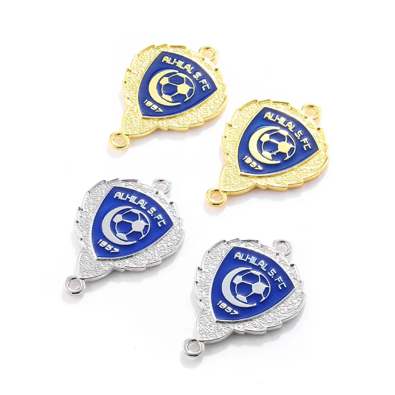 

2pcs 1957 Al hilal football club logo pendant double ring jewelry making DIY handmade bracelet necklace accessories