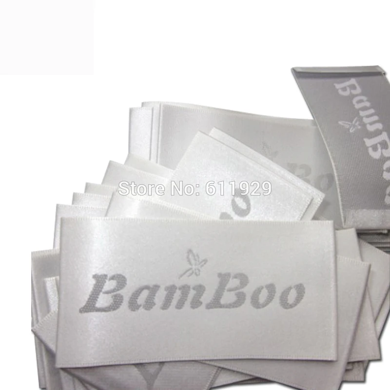 Одежда на заказ белые атласные тканые этикетки/вышитые этикетки для