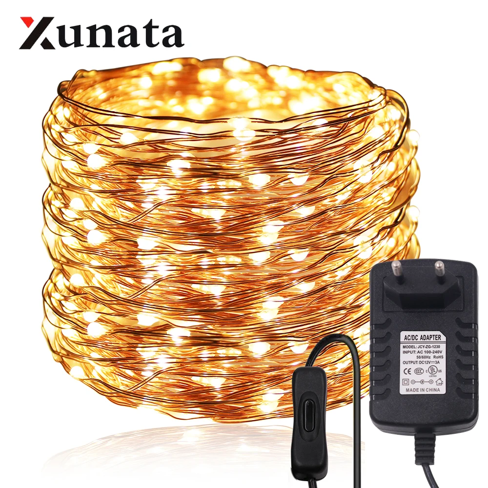 

DC12V LED String Light Garland Fairy Lights Xmas Lamp for Christmas Party Wedding Decoration +EU Power Supply 10m 20m 30m