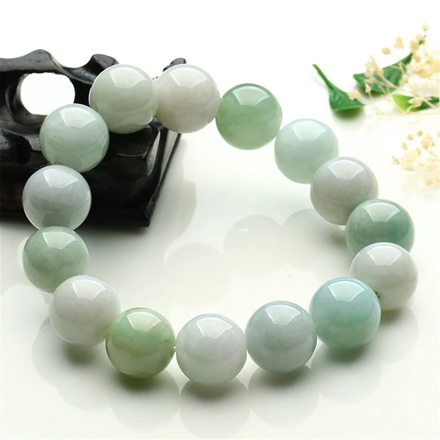 AAA 13 мм бусины ручной работы Природный Мьянма Green Jade Gems хит браслет с подарочной