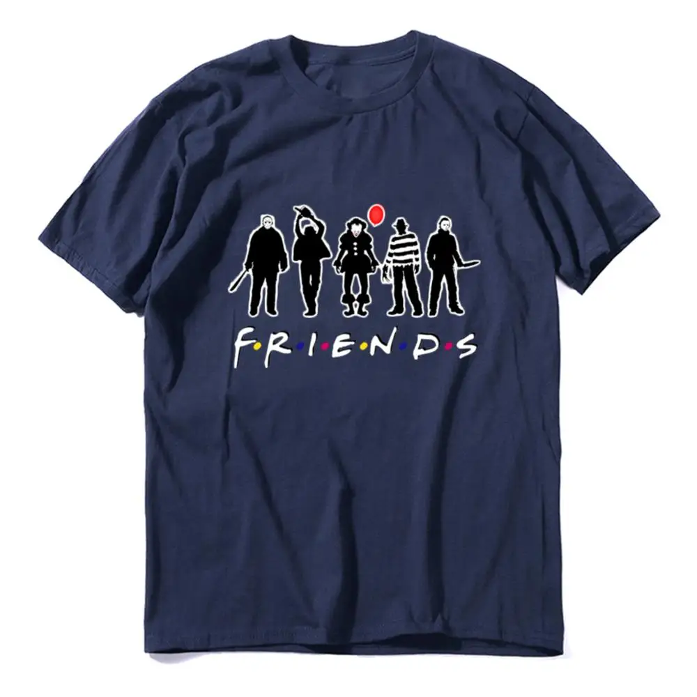 Navy blue Друг ужаса, Майкл майерс, джейсон воорхес, дарящий подарки на хэллоуин Пара футболок из чистого хлопка - Цвет: Navy blue