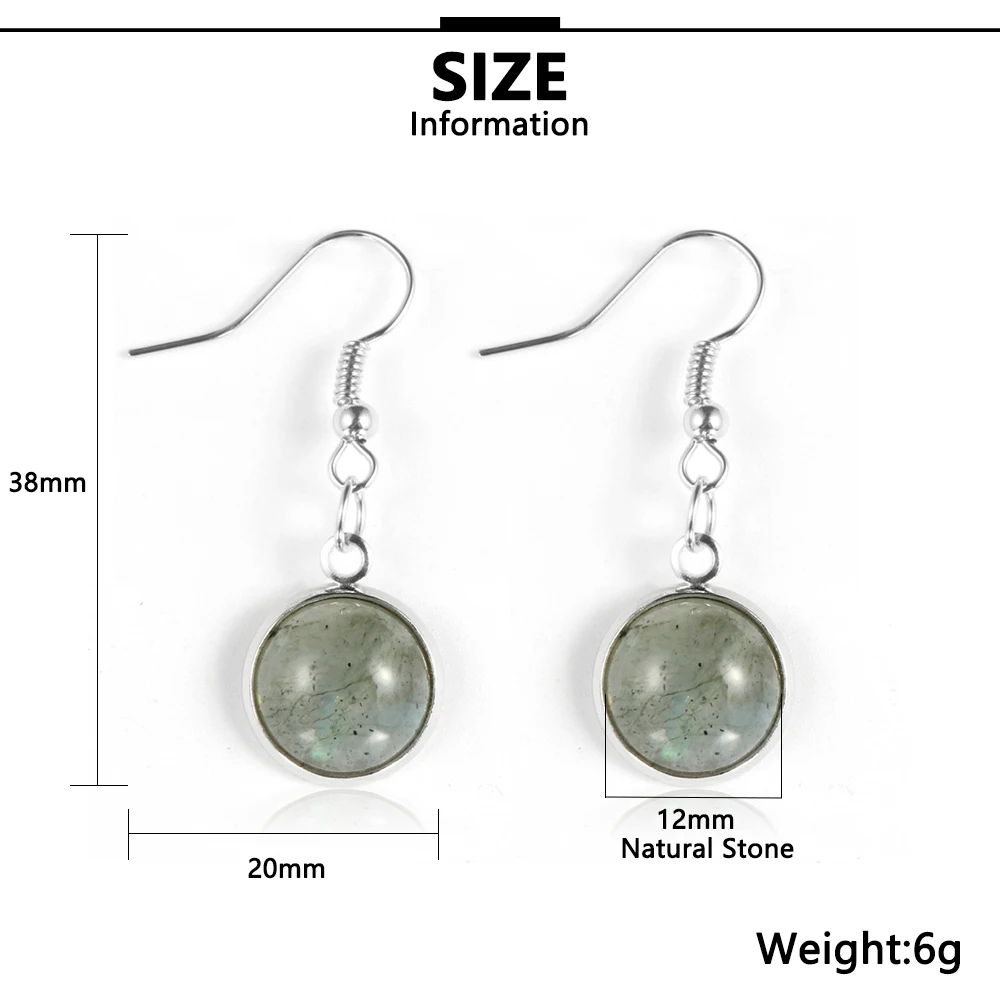 Женские Висячие серьги с натуральным камнем 12 мм маленькие круглые опалом и