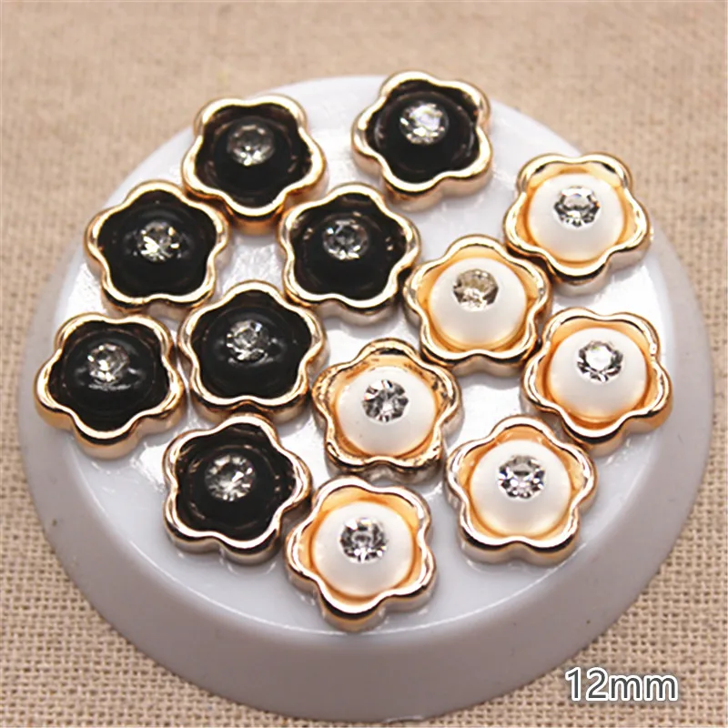 50PCS 12mm Shiny Rhinestone Golden Flower Shape Plastic Flatback Button Home Garden Crafts Cabochon DIY Scrapbook Accessories | Дом и сад