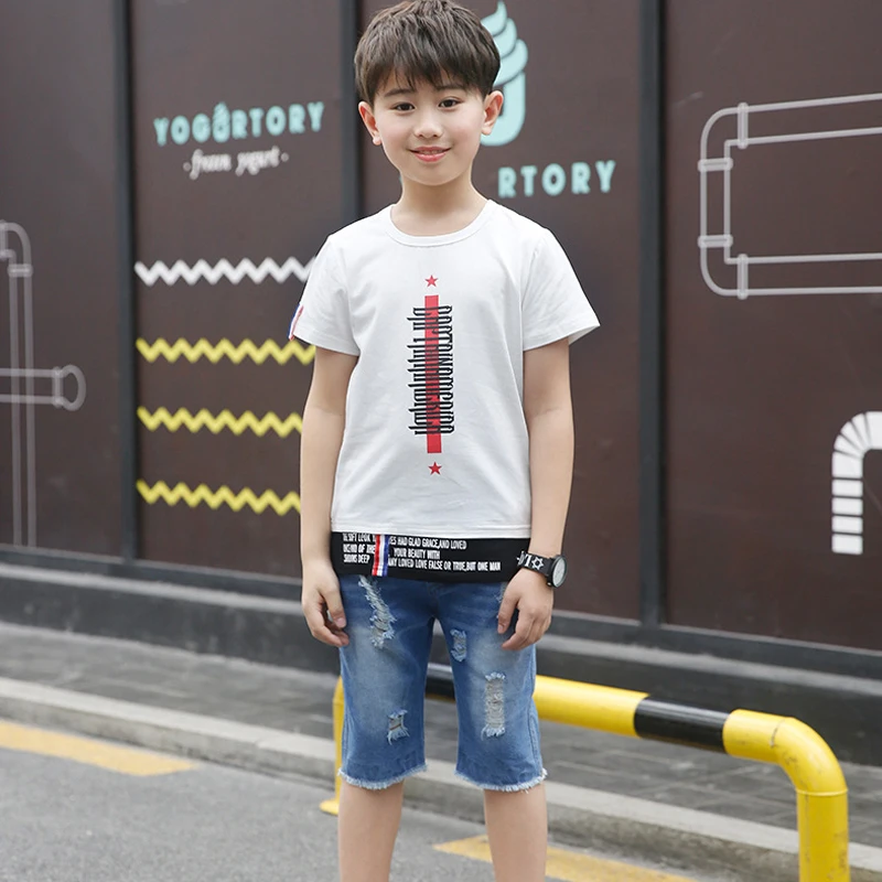 Комплект одежды для девочек летняя модная спортивная рубашка футболка куртка +