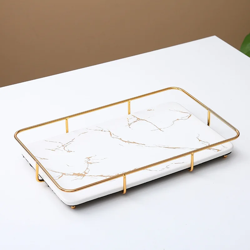 

Nordic Creative Ceramic Tray Bathroom Washbasin Storage Rack Home Jewelry Cosmetics Desktop Storage Organizing Rack