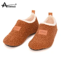 winter kids slippers teddy plush warm floor sock shoes baby boys soft sole non slip cotton slippers girls indoor home shoes 2021