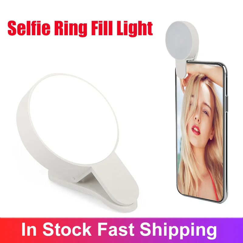 

Selfie LED Ring Fill Light Portable Mobile Phone Selfie Lamp 3 Levels Lighting Luminous Ring With Clip For Phone Camera Photo
