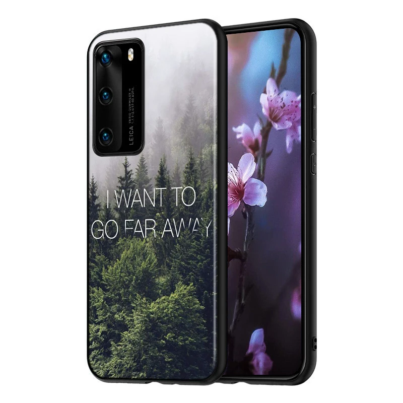 silicone black cover mountain sea beach travel for huawei p40 p30 p20 pro p10 p9 p8 lite e plus 2019 2017 phone case coque free global shipping