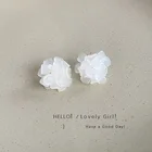 Трехмерные серьги в виде белых цветов, женские серьги-гвоздики в новом стиле, серьги в виде лепестков