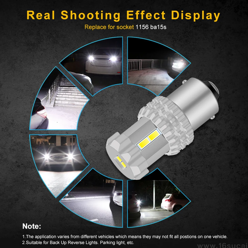

2x 1156 LED Bulb P21W BA15S 7506 LED for Car Reverse Light DRL Auto Led Running Signal Lamps 12V 6000K White Orange Backup Led