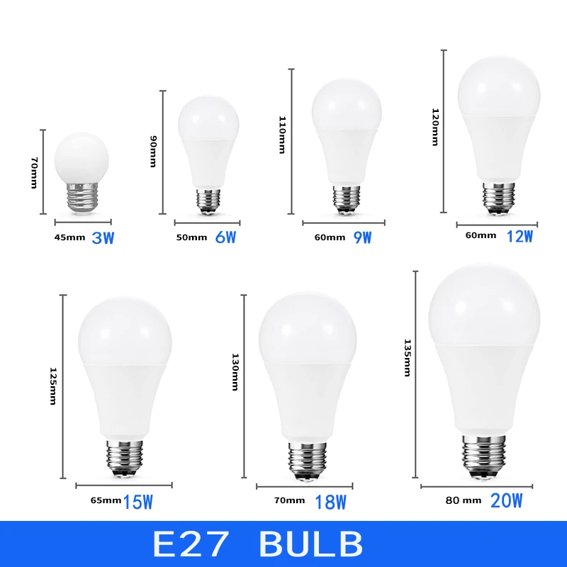 Светодиодная лампа E27 E14 8 шт./Лот 220 В 3 Вт 6 9 12 15 18 20 | Освещение