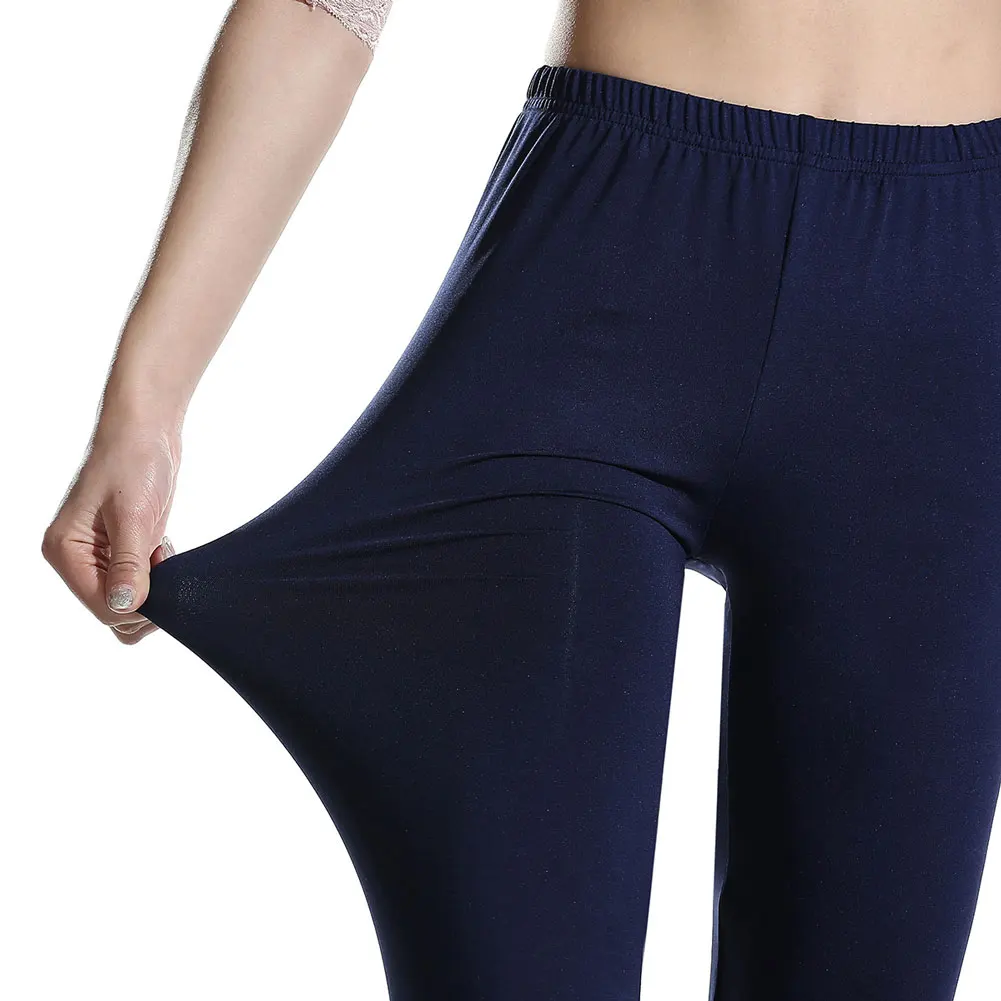 

Ladies Leggings Solid Color Milk Silk Fit Slim Elastic Pants for Sports FS99