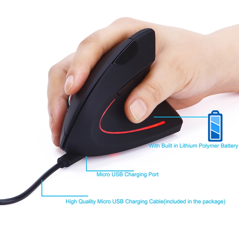 

Ergonomic Vertical Mouse Wireless Rechargeable 1600DPI Optical Computer Mause Gaming Mice Wrist Healing Computer Mice for laptop