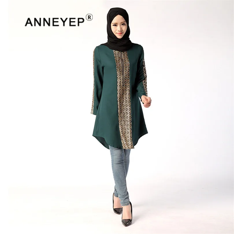 Ближний Восток Большие размеры Abayas мусульманская блузка Исламская одежда для