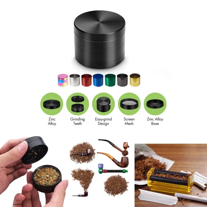 

40/63MM 4-layer Herb Tobacco Grinder Built In Gear Manual Hand Grass Spice Herbal Crusher Grinding Weed Accessories Men's Gifts