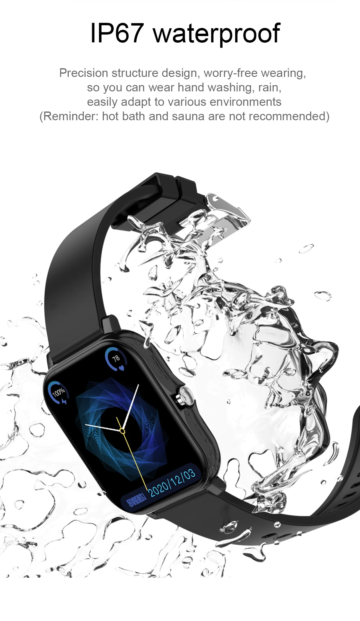 

Xiaomi 1.69 inch smart watch for men and women full touch fitness tracker blood pressure clock bluetooth phone watch application