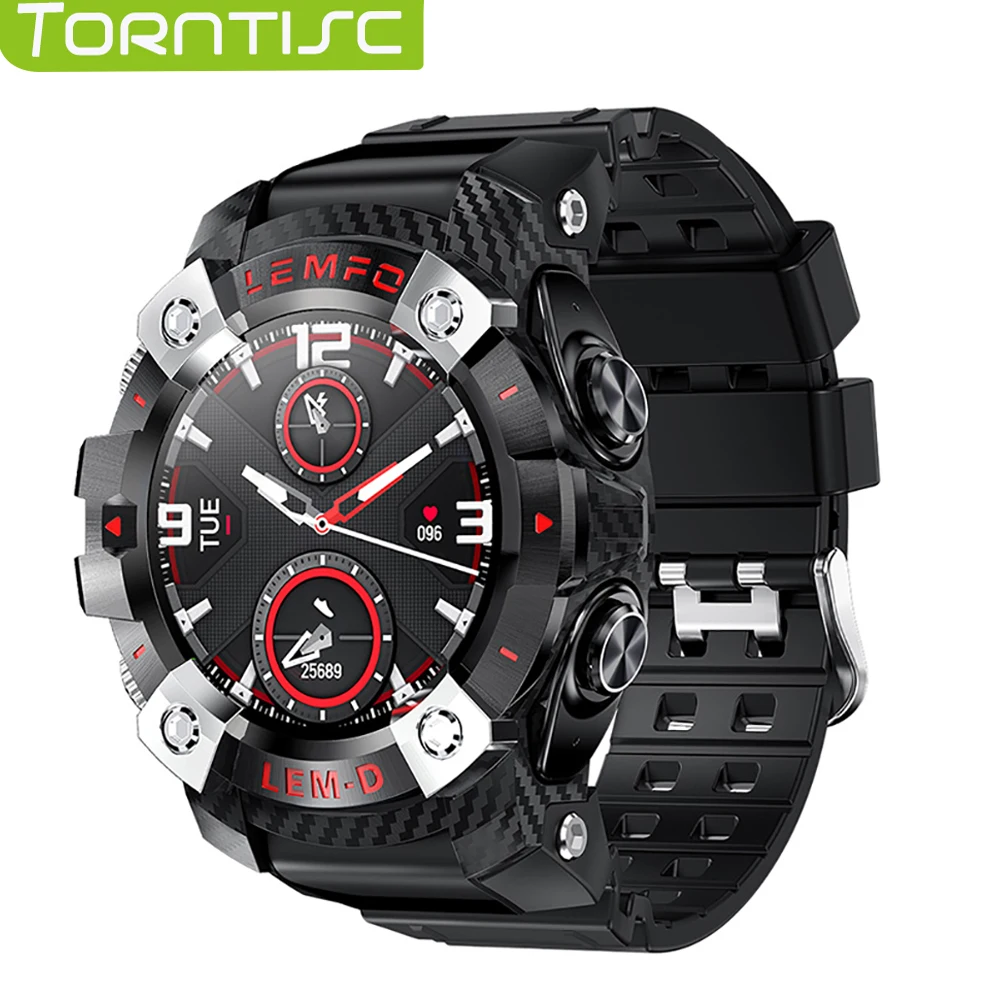 

Torntisc LEMD Smart Watch TWS Bluetooth Earphone Sport Smartwatch Men 360 360 HD Display 350Mah Battery Multi Languages