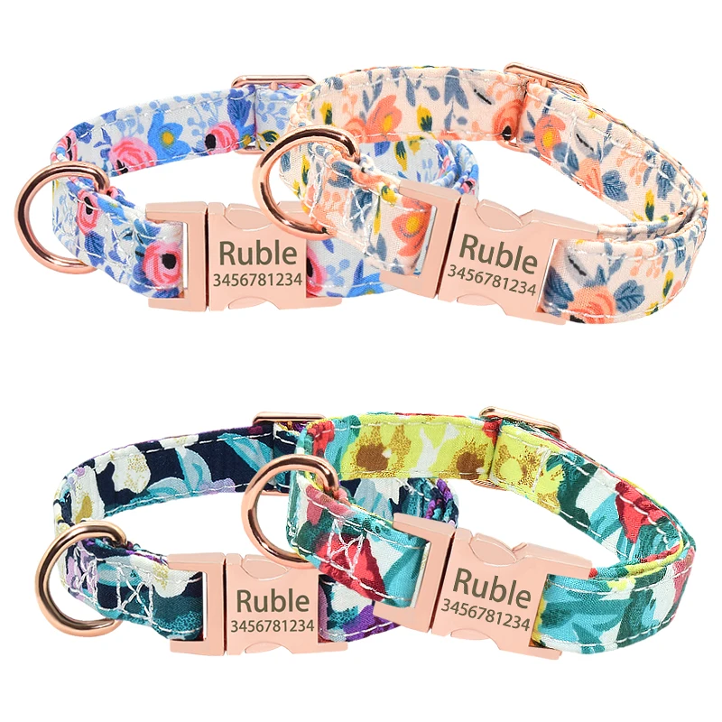 Именной нейлоновый ошейник для собак Регулируемая металлическая пряжка с