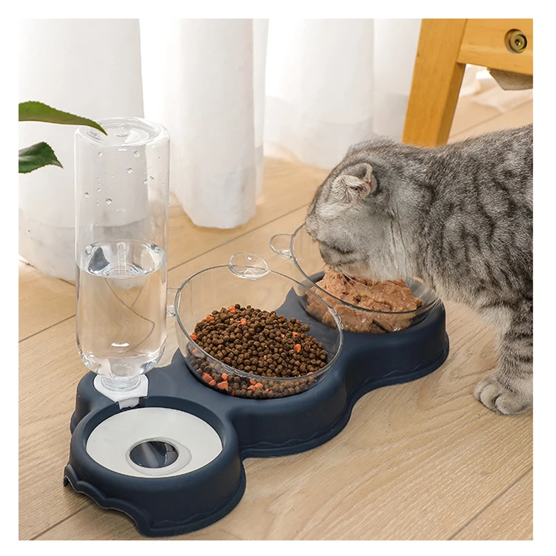 

dual-use, Cat double bowl, moisture-proof mouth, three-bowl automatic feeder, automatic drinking basin, anti-overturning pet dog