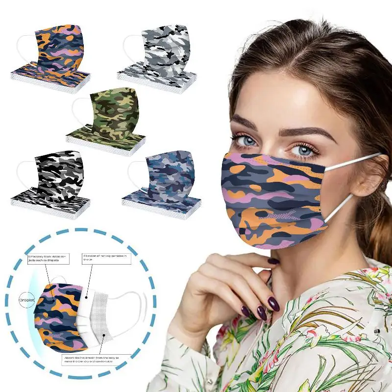 

New Mask 50pcs Adult Mascarillas Children's Camouflage Mask Three-layer Disposable Protective Mask Virus Face Mask Mascaras