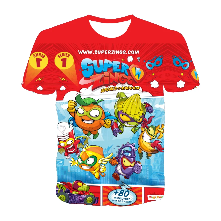 

Summer Kids Clothes Girls Boys 3D Anime Red T-Shirt Super Zings Baby Children Superzings Clothing Graphic Boy Child t shirt