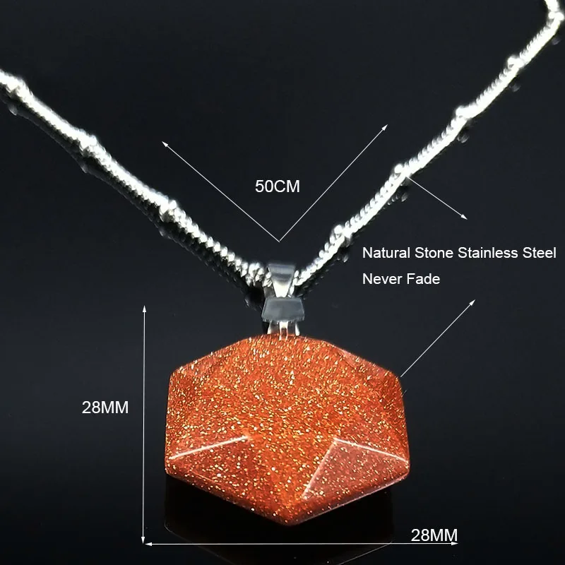 

2021 Fashion Hexagram Stone StainlessSteel Necklace for Women Silver Color Statement Necklace Jewelry gargantilla N20149