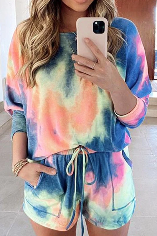 

JCHB 2021 Summer women's new clothes Tie dye tops and Shorts Set womenhigh quality
