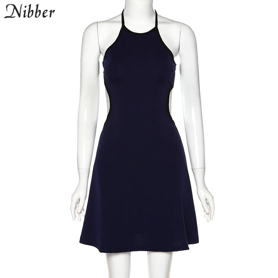 Платье NIBBER женское с открытой спиной однотонное пикантное Бандажное ажурное без