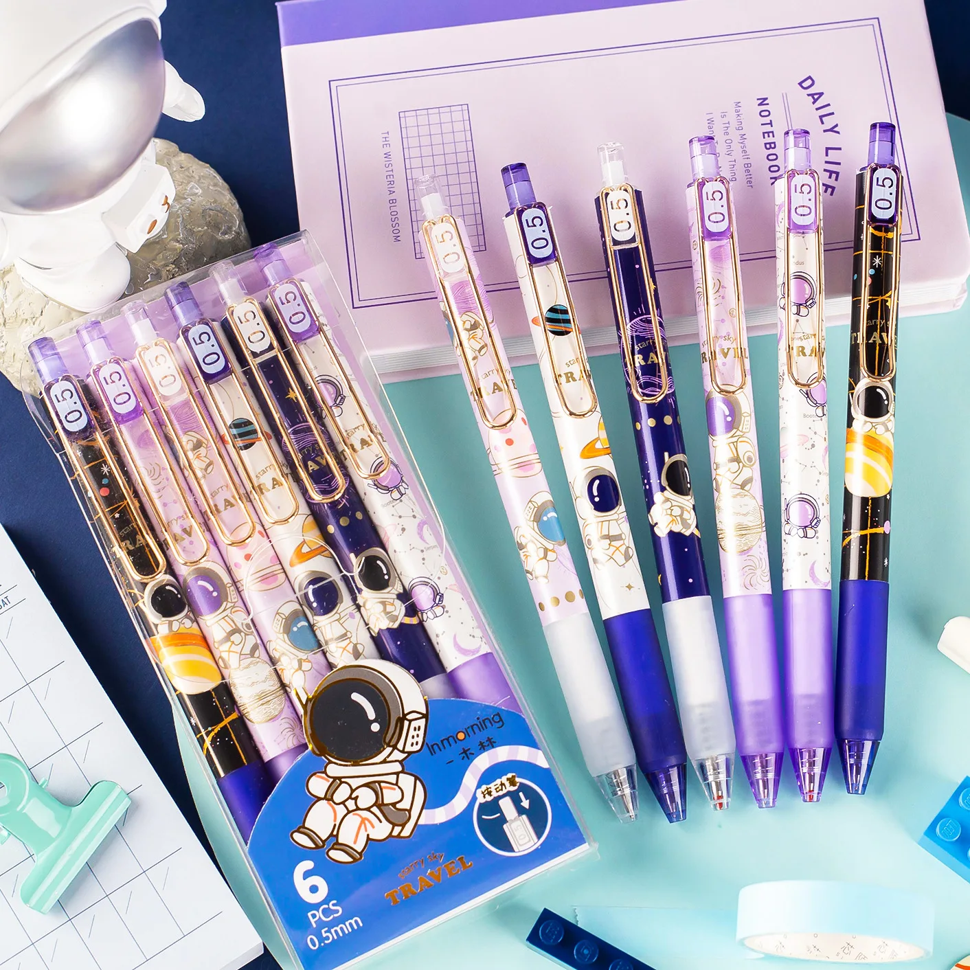 

36 pcs/lot Creative Astronaut Press Gel Pen Cute 0.5mm Black ink Signature Pens Promotional Gift Stationery School Supplies