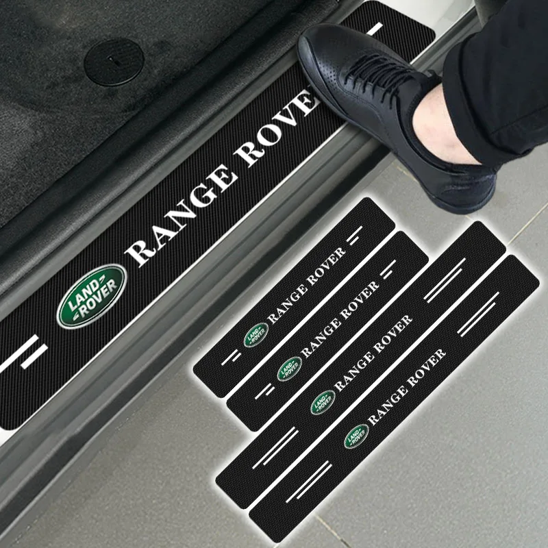 

4pcs Car Carbon Fiber Sticker Auto Door Sill Protector Stickers for Land Rover Range Defender Discovery 1 2 3 Freelander Santana