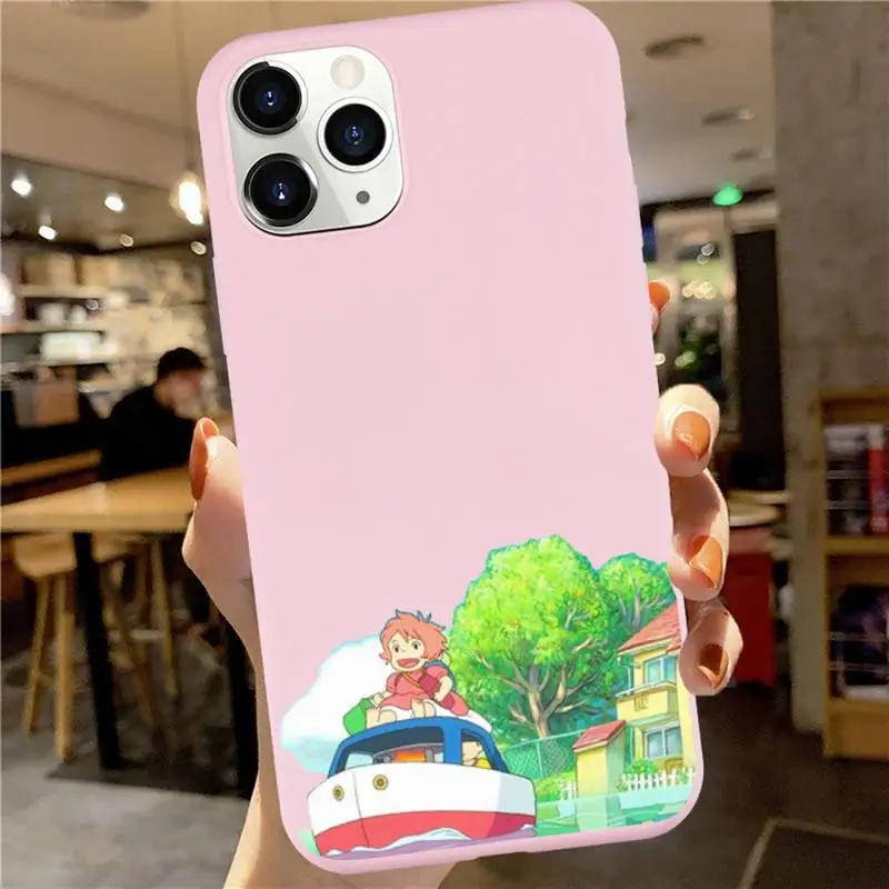 

Ponyo on the Cliff Phone Case Pink Candy Color for iPhone 6 7 8 11 12 s mini pro X XS XR MAX Plus