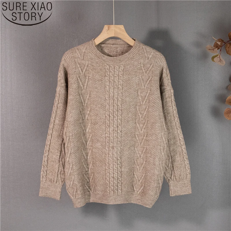 

Elegant 2022 New Casual Jumper Long Sleeve Loose Tops Vintage Sweaters Autumn Winter New Knitted Pullovers Pull Femme 17628