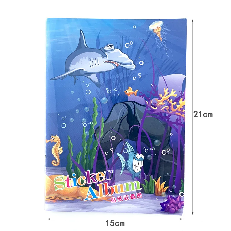 Libro de colecci&oacute;n de pegatinas de dibujos animados para ni&ntilde;os, juguete artesanal, &aacute;lbum de pegatinas de oc&eacute;ano hecho a mano, juego de puzle, juguetes infantiles-5
