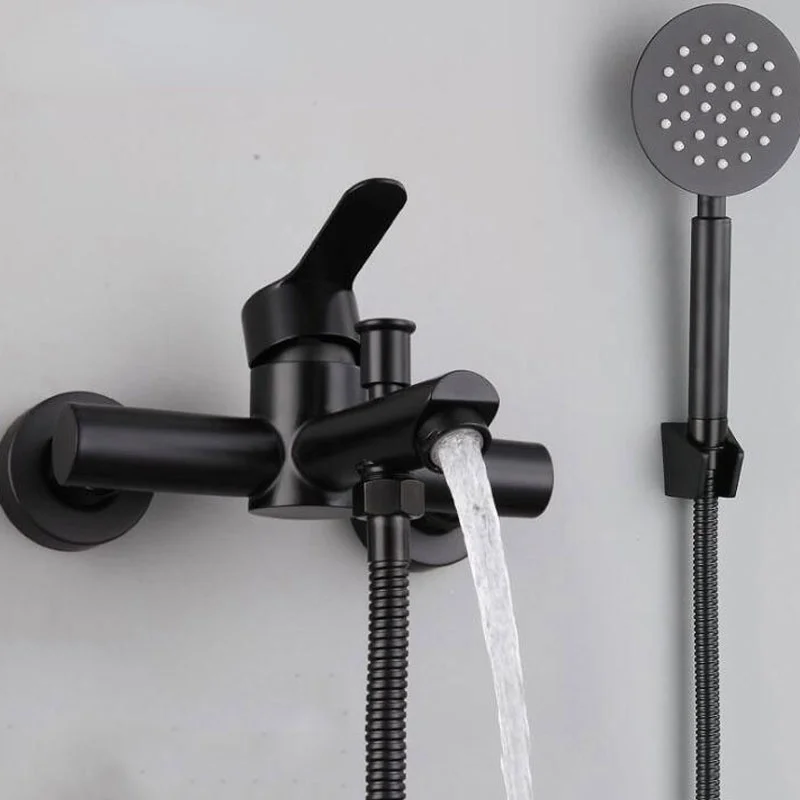 Matte Black Bathroom Shower Faucets Bath Shower Mixer Control Valve Water Tap Wall Mount Bathtub HandHeld Shower Head Set
