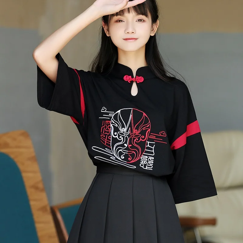 

Traditional Chinese Hanfu Blouse Cheongsam Top Tang Suit Shirt Asian Streetwear Girl Casual Harajuku Qipao Gothic Clothes Woman