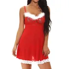 Сексуальное женское нижнее белье, рождественское кружевное платье Babydoll, полная комбинация, платье для сна, рождественское кружевное прозрачное сексуальное платье
