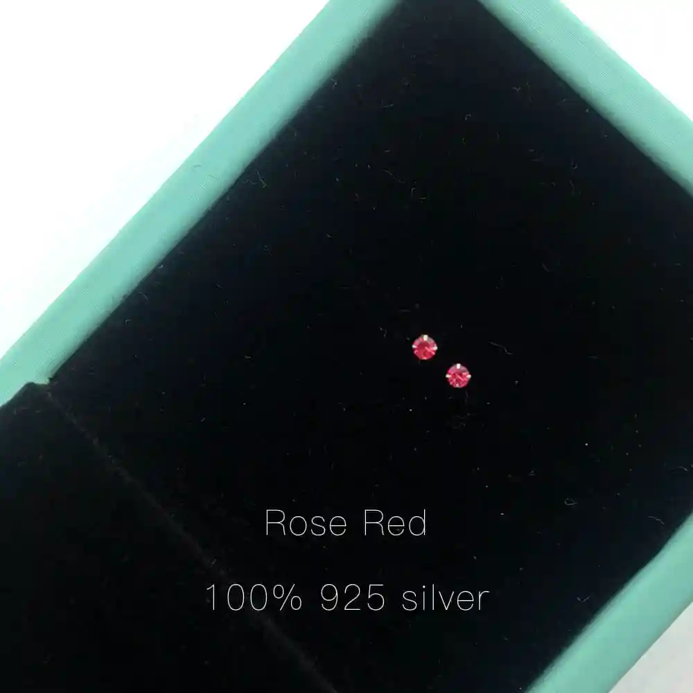 Rose red Новое поступление, 925 пробы серебряные натуральные ювелирные изделия ручной работы, милые круглые модные серьги-гвоздики для женщин, подарки - Цвет камня: Rose red