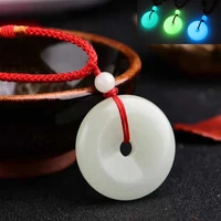 shiny luminous stone pendant lucky safe buckle amulet glow in dark beads braided rope necklace jewelry gifts