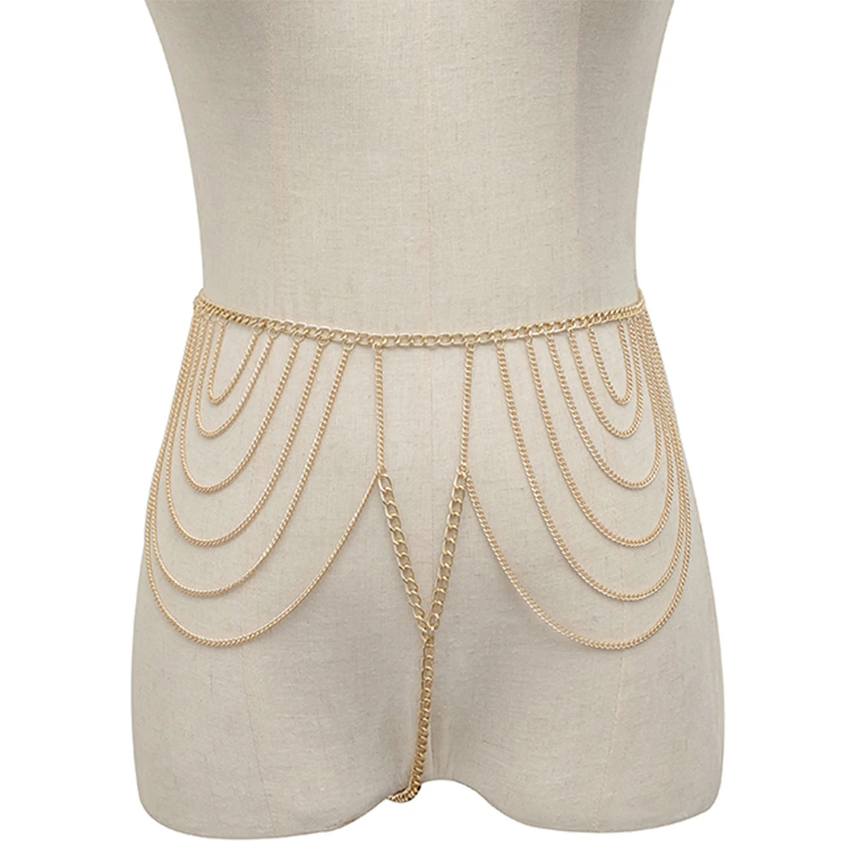 

Fashion Trendy Sexy Body Bottom Metal Circle Link Body Waist Chain Multilayer Punk Bikini Dress Accessories Charm Women Jewelry