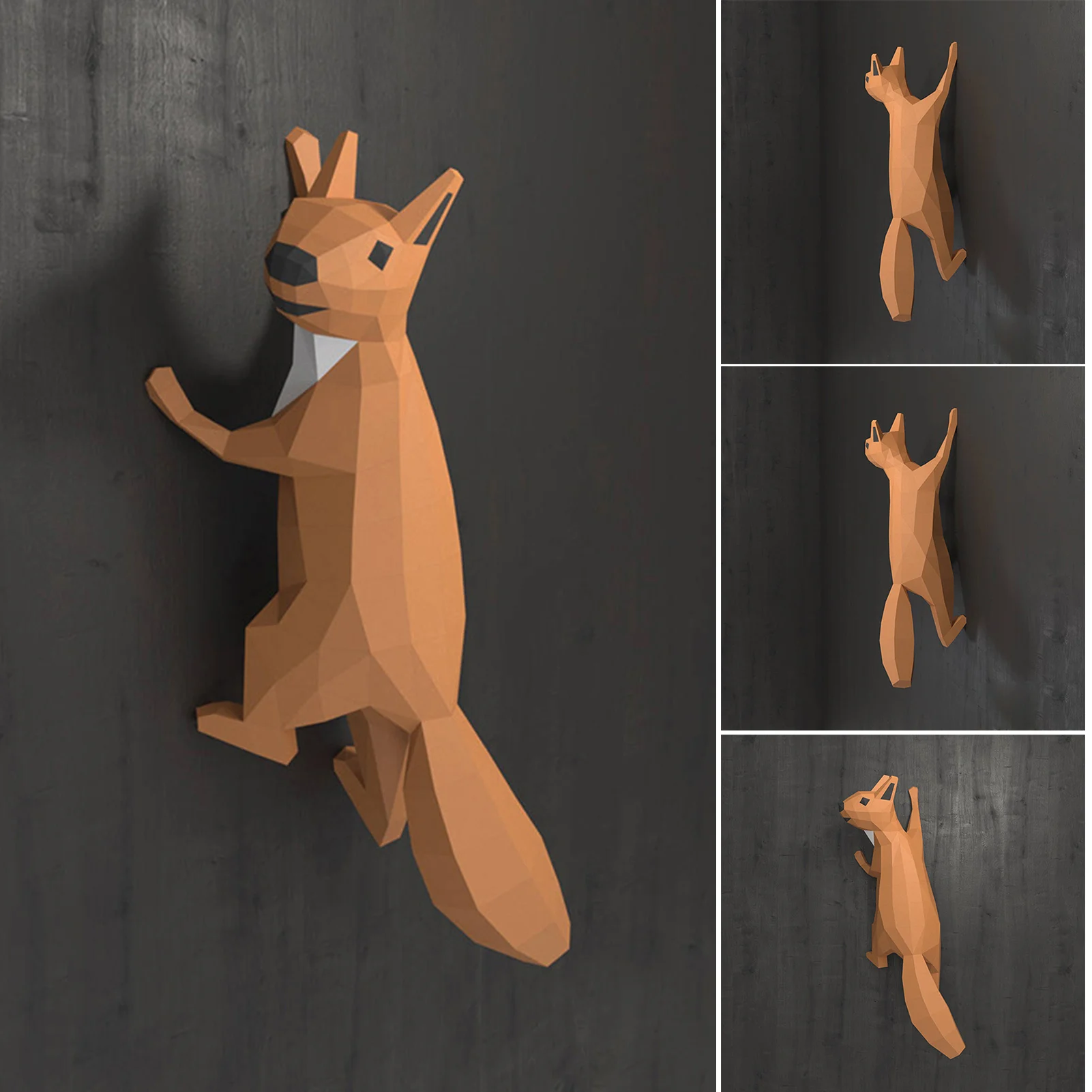 

3D Paper Model Cute Cartoon Squirrel Shape DIY Handmade Creatives Ornaments for Home Decoration F2