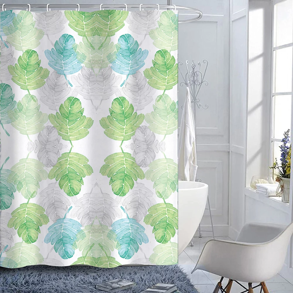werfire bathroom curtain tropical green plant leaves palm boho home room decor mildew proof durable shower curtain with hooks free global shipping