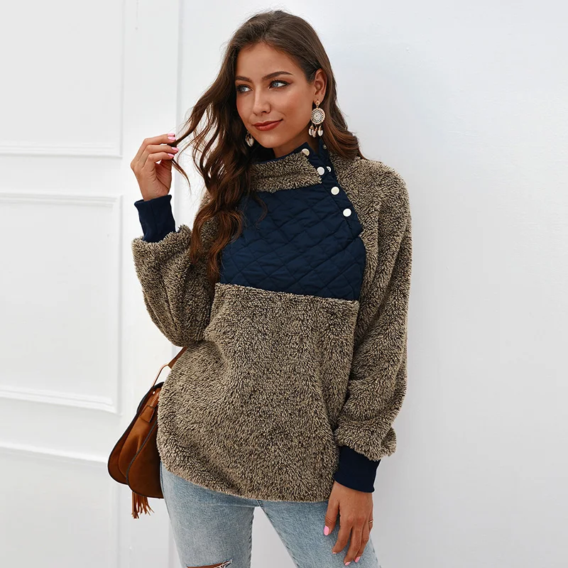 

Woman's Clothes Hoodies Hit Color Stitching O-neck Long Sleeve Casual Loose Long Sleeve Fashion All-match Blouse Street Hoodie