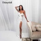 Элегантные блестящие Длинные свадебные платья с одним рукавом, свадебные платья с длинным Боковым Разрезом, женское платье