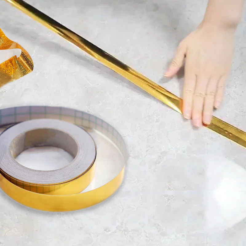 

Living room floor decoration line sticker Floor tiles gold foil lines Tile seam stickers Waterproof self-adhesive wall tapes