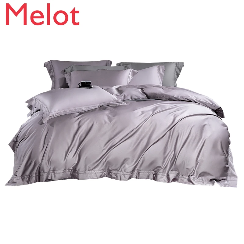 

High-End Long-Staple Cotton Satin Four-Piece Set All Cotton Pure Cotton Pure Color Duvet Cover bedding set bed comforter