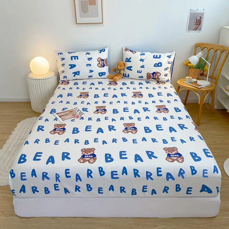 

Bonenjoy 1pc 100% Cotton Bed Sheets On Elastic Cartoon Bear Fitted Sheets For Kids Single Size Colchas Para Cama (No Pillowcase)