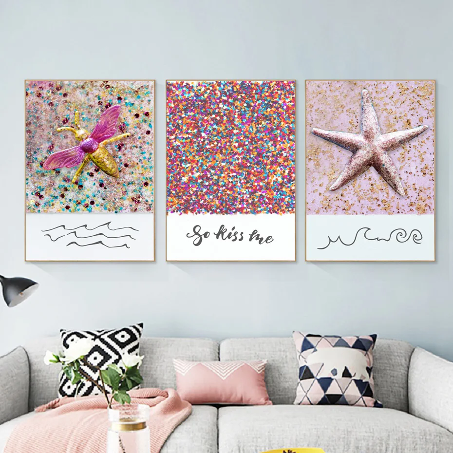 

Nordic Abstract Pattern Starfish Posters And Prints Girls Room Wall Art Canvas Paintings Pictures for Living Room Home Decor