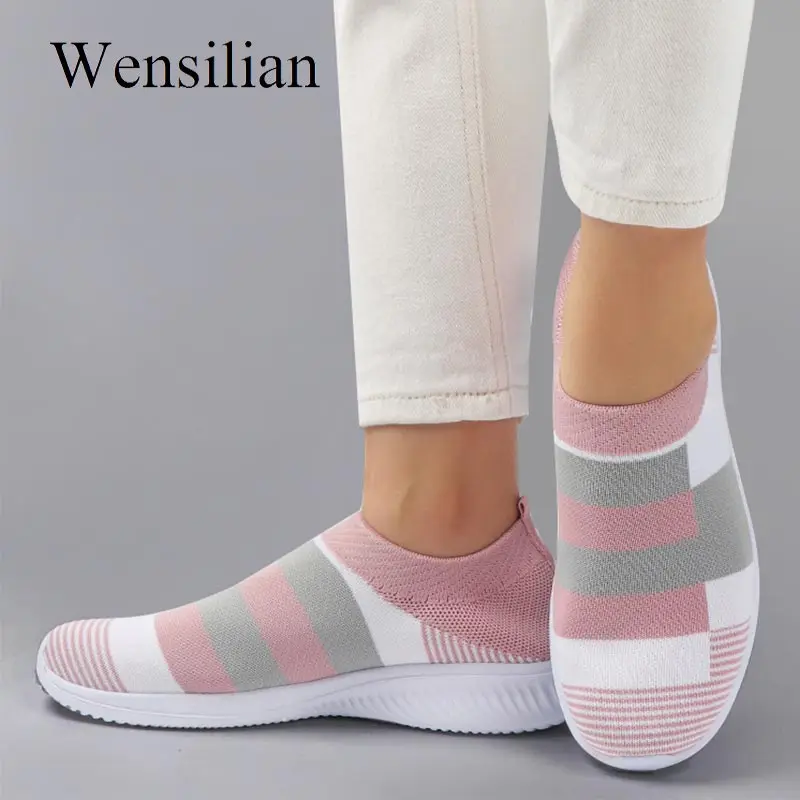 Кроссовки носки женские на платформе вязаные Вулканизированная подошва без